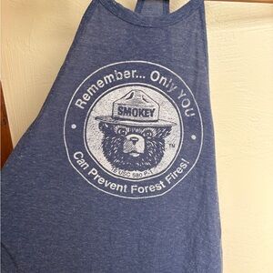 Smokey Bear Blue Graphic Racerback Tank Top